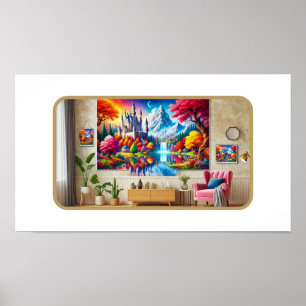 Majestueus kasteel in een herfst wonderland poster