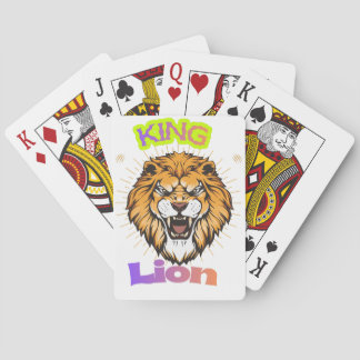 Majestueus Koning Leeuw Gekroond Portretontwerp Pokerkaarten