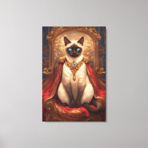 Majestueus Koninklijk Siamees Kat Portret Canvas Afdruk