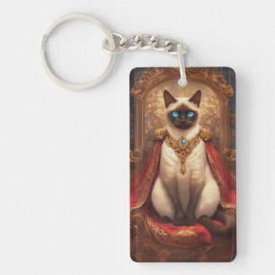 Majestueus Koninklijk Siamees Kat Portret Sleutelhanger