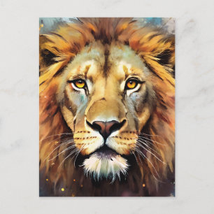 Majestueus Leeuwengeest Watercolor Portret Briefkaart