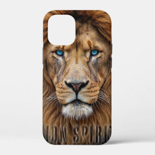 Majestueus Leeuwengezicht met Blauwe Ogen Wilde iPhone 12 Mini Hoesje