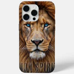 Majestueus Leeuwengezicht met Blauwe Ogen   Wilde  iPhone 15 Pro Max Hoesje