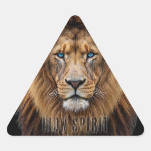 Majestueus Leeuwengezicht met Blauwe Ogen Wilde Driehoek Sticker