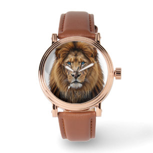 Majestueus Leeuwengezicht met Blauwe Ogen   Wilde  Horloge