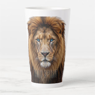 Majestueus Leeuwengezicht met Blauwe Ogen Wilde Latte Mok