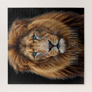 Majestueus Leeuwengezicht met Blauwe Ogen Wilde Legpuzzel
