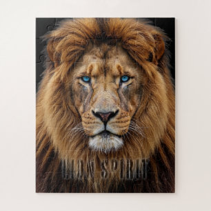 Majestueus Leeuwengezicht met Blauwe Ogen Wilde Legpuzzel