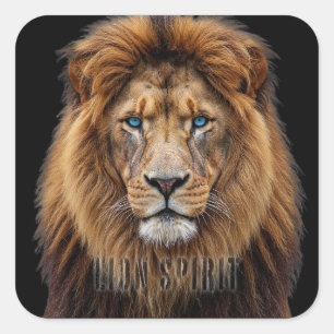 Majestueus Leeuwengezicht met Blauwe Ogen Wilde Vierkante Sticker