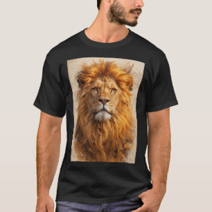 Majestueus Leeuwportret – Gouden Kracht T-Shirt