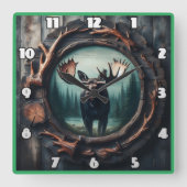 Majestueus mannetjesportret in rustiek Lijst Vierkante Klok (Voorkant)