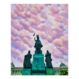 Majestueus monument tegen een katoenen Snoepjes lu Perfect Poster