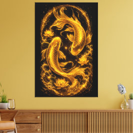 Majestueus paar gouden koikarper luxe canvas afdruk