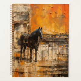 Majestueus Paard in Abstracte Zonsondergang Planner