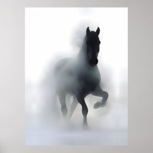 Majestueus Paard in de Mist – Minimalistische Abst Poster