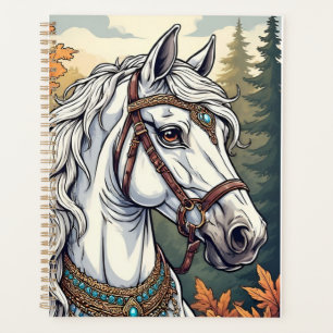 Majestueus paard versierd met gouden juwelen planner