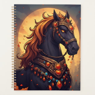 Majestueus paard versierd met gouden juwelen planner