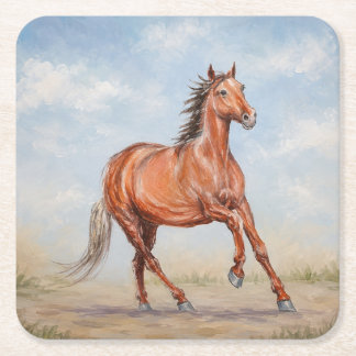 Majestueus Paard Vierkante Kartonnen Onderzetter