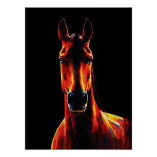 Majestueus Paard Vurig Silhouet Dramatisch Portret Perfect Poster