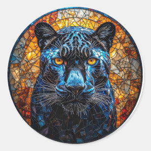 Majestueus Panter Mozaïek Jungle Design Ronde Sticker