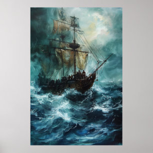 Majestueus piratenschip op het High Zeeen Art Post Poster