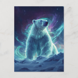 Majestueus Polar Beer Design met noorderlicht Briefkaart