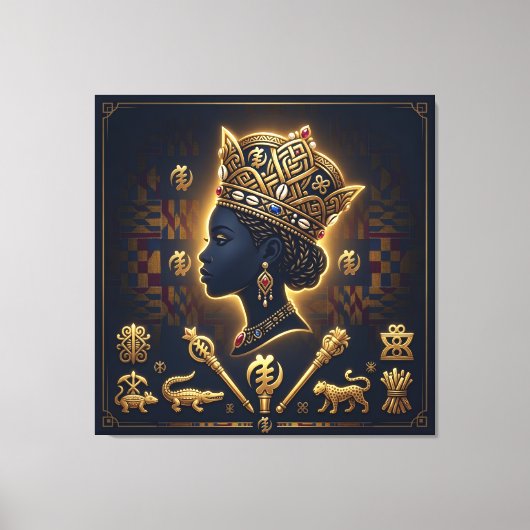 Majestueus portret van Afrikaanse koningin Canvas Afdruk (Voorkant)