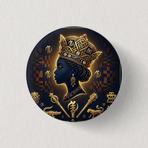 Majestueus portret van Afrikaanse koningin Ronde Button 3,2 Cm