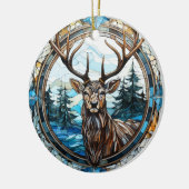 Majestueus rendier glas-in-lood kerstbal keramisch ornament (Links)