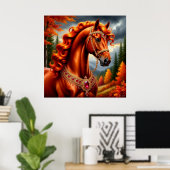 Majestueus Rode Paard Poster (Thuiskantoor)