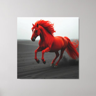 Majestueus rood paard in galop canvas afdruk