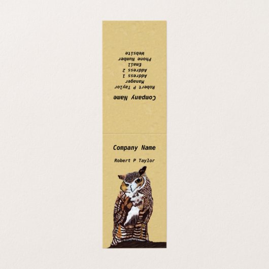 Majestueus uitziende bruine witte uil op Branch Ta Visitekaartjes (Buitenkant ongevouwen)