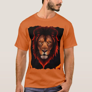 Majestueus Vuur Leeuw Portret Met Gloeiende Ogen T-shirt