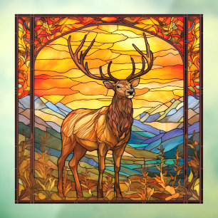 Majestueus wildernis bos eland namaak glas in lood raamsticker