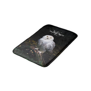 Majestueus winter sneeuwuil monogram aangepaste na badmat