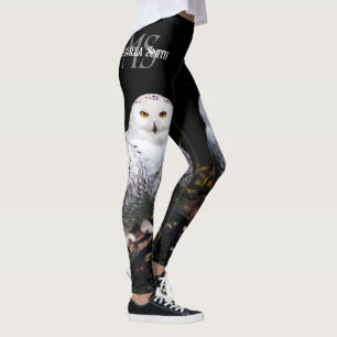 Majestueus winter sneeuwuil monogram aangepaste na leggings