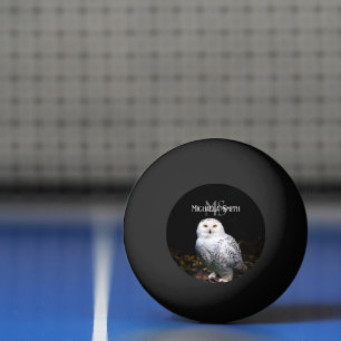 Majestueus winter sneeuwuil monogram aangepaste na pingpongballen
