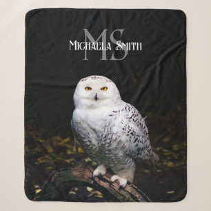 Majestueus winter sneeuwuil monogram aangepaste na sherpa deken