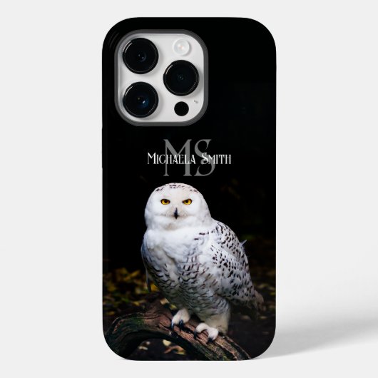 Majestueus winter sneeuwuil monogram met eigen naa Case-Mate iPhone case (Achterkant)
