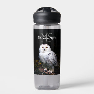Majestueus winter sneeuwuil monogram met eigen naa waterfles