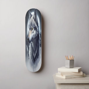 Majestueus Wolf Skateboard - Digitale Kunst Deck C