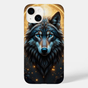 Majestueus wolfportret met gouden aura Case-Mate iPhone 14 hoesje