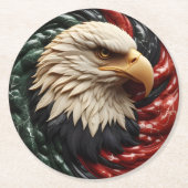 Majestueuze Adelaar Die Zweeft Tussen Rood Wit en  Ronde Kartonnen Onderzetter (Voorkant)