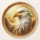 Majestueuze Adelaar: Een Gulden Tribut Ronde Kartonnen Onderzetter (Voorkant)