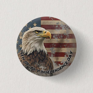Majestueuze Adelaar & Vlag – Geest van Vrijheid Ronde Button 3,2 Cm