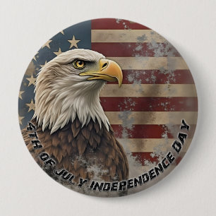 Majestueuze Adelaar & Vlag – Geest van Vrijheid Ronde Button 4,0 Cm