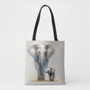 Majestueuze Afrikaanse Olifant en Baby in Waterver Draagtas