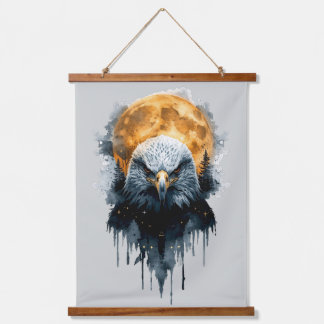 Majestueuze Amerikaanse Zeearend Aquarel Maan Natu Hangend Wandkleed