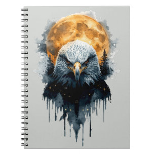 Majestueuze Amerikaanse Zeearend Aquarel Maan Natu Notitieboek