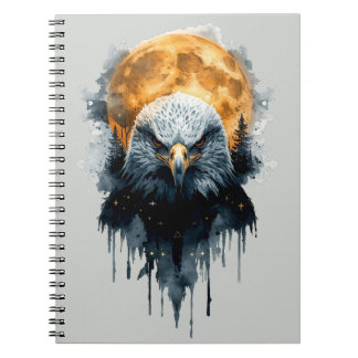 Majestueuze Amerikaanse Zeearend Aquarel Maan Natu Notitieboek